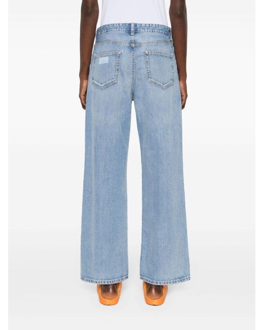 Ganni Blue Mid-rise Straight-leg Jeans