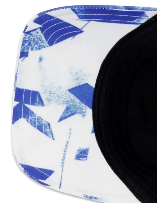 Karl Lagerfeld Blue Abstract-Print Logo-Patch Baseball Cap for men