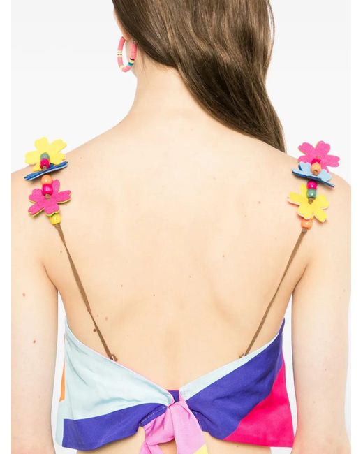 MIRA MIKATI Pink Flower Straps Top