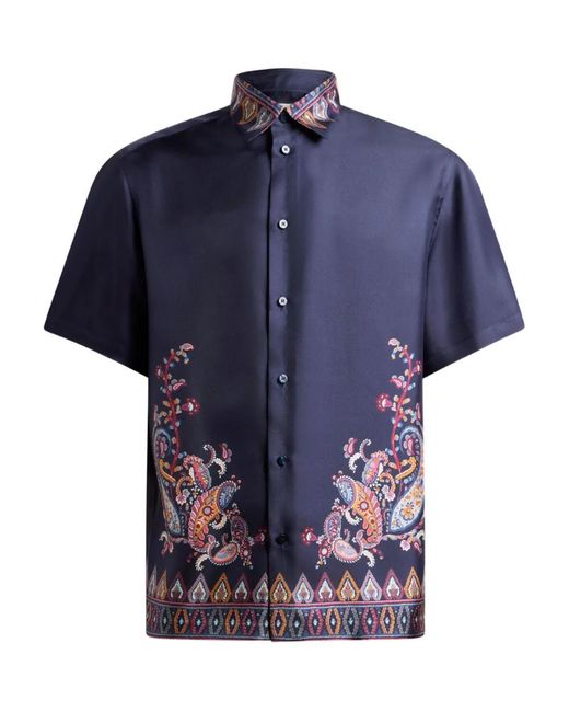Camicia A Maniche Corti di Etro in Blue da Uomo