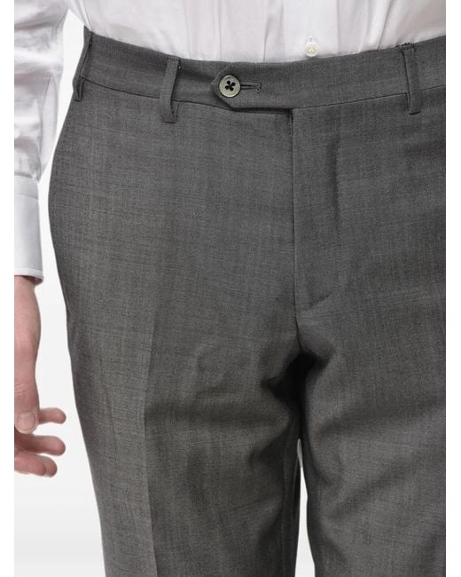 Corneliani Gray Academy Virgin-Wool Trousers for men