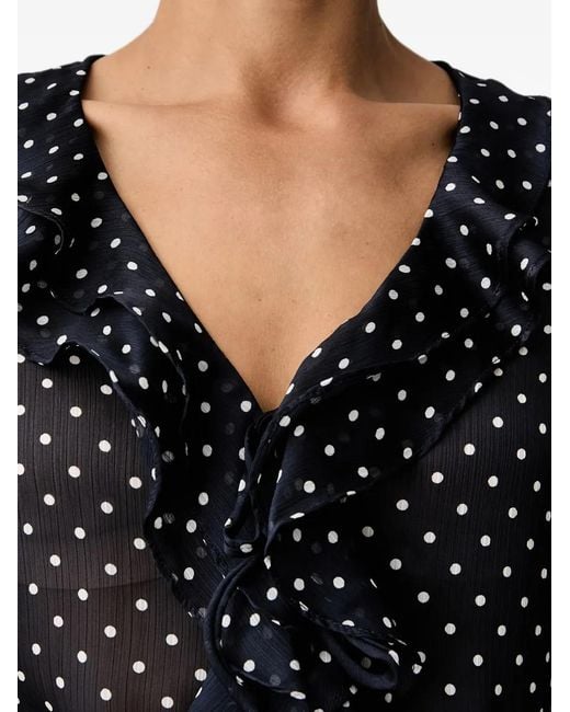 Guess Black Blouse Volantée À Pois