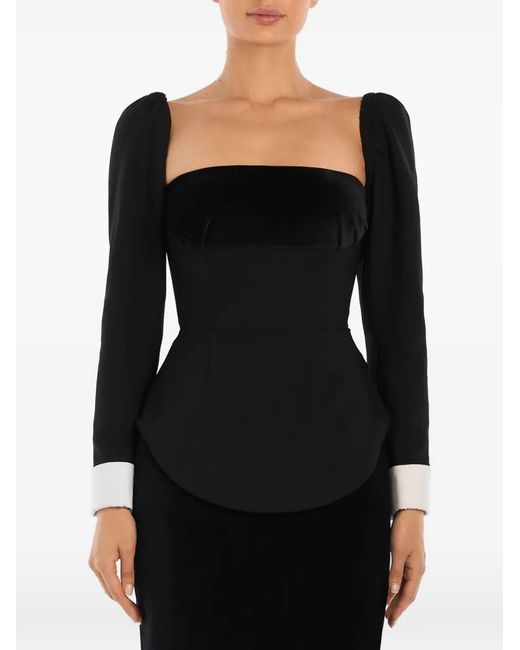 POST MERIDIEM Black Velvet Long-Sleeve Top
