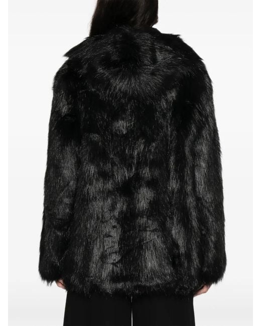 OPEN YY Reversible Faux Fur Hooded Jacket in Black | Lyst