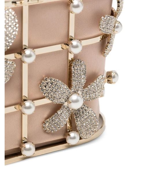 Rosantica Metallic Holli Delia Crystal-Embellished Floral-Motif Tote Bag