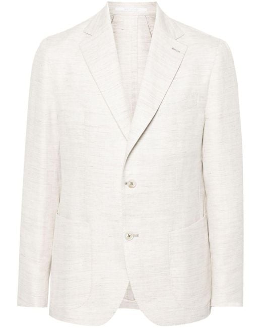 Eleventy White Interwoven Linen-blend Blazer for men