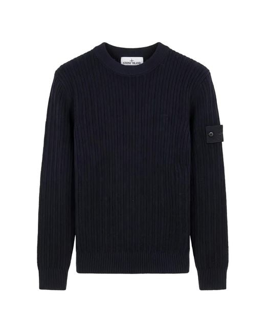 Stone Island Gerippter Pullover Mit Kompass-Patch in Blue für Herren