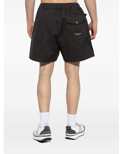 Stone Island Black Bermuda Marina À Taille Ceinturée for men