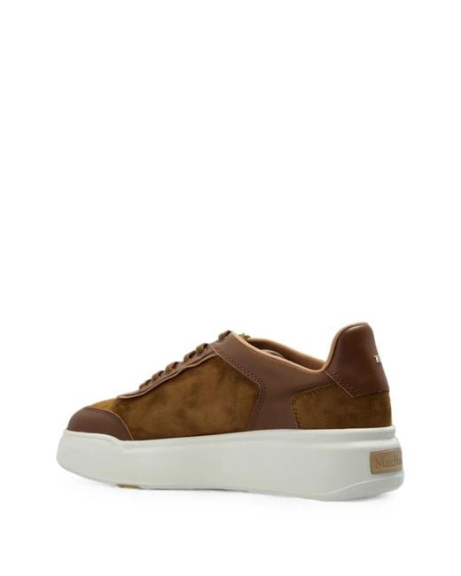 Max Mara Brown Panelled Leather Sneakers