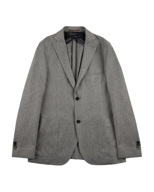 Incotex Gray Single-Breasted Flannel Jacket for men