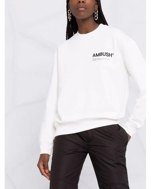 Ambush White Logo Cotton Sweatshirt