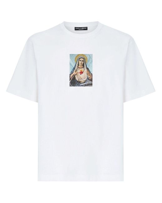 T-shirt en coton à imprimé graphique Dolce & Gabbana pour homme en coloris White