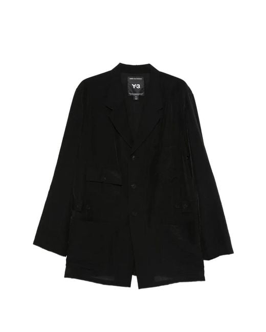 Blazer Con Botones De Bolsillo Y-3 de hombre de color Black
