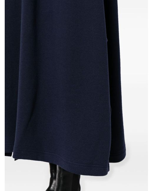 Yohji Yamamoto Blue High-waist Pleated Midi Skirt