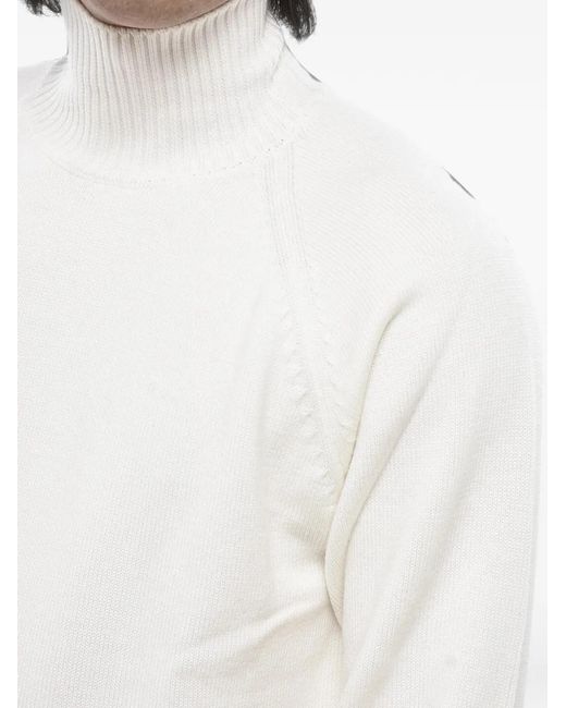 Paolo Pecora White Ribbed-Edge Turtleneck Sweater for men