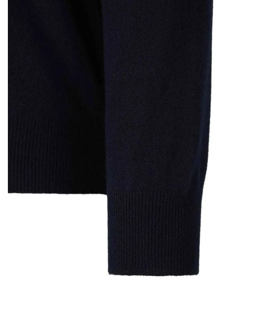 Gran Sasso Blue V-Neck Ribbed-Hem Sweater for men