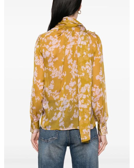 Elisabetta Franchi Metallic Voile Printed Blouse