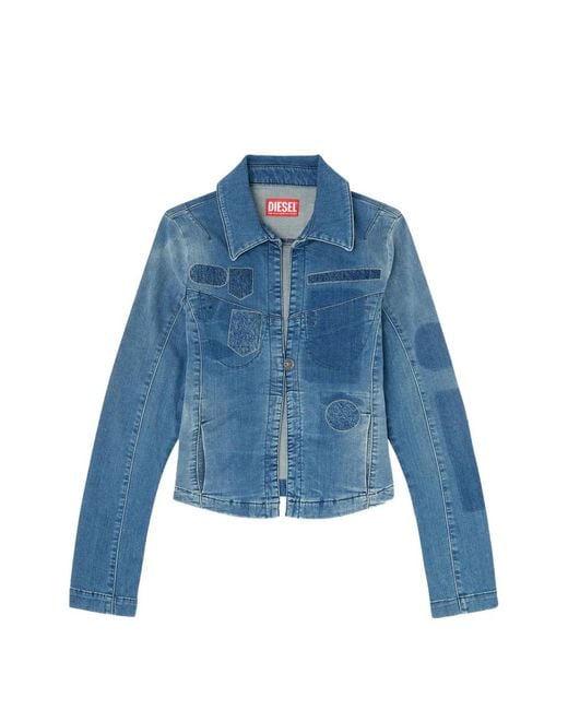 DIESEL Blue One-Button Denim Shirt With Patch Effects