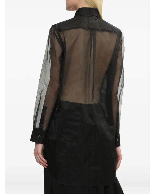 Comme des Garçons Gray Hemd Mit Semi-Transparentem Einsatz