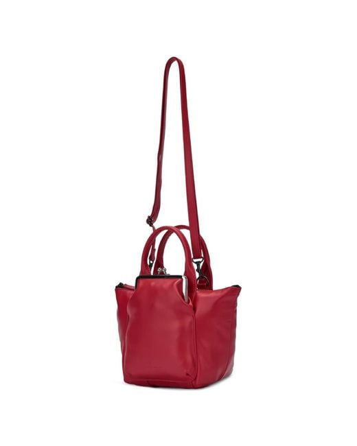 Y's Yohji Yamamoto Red Leather Tote Bag