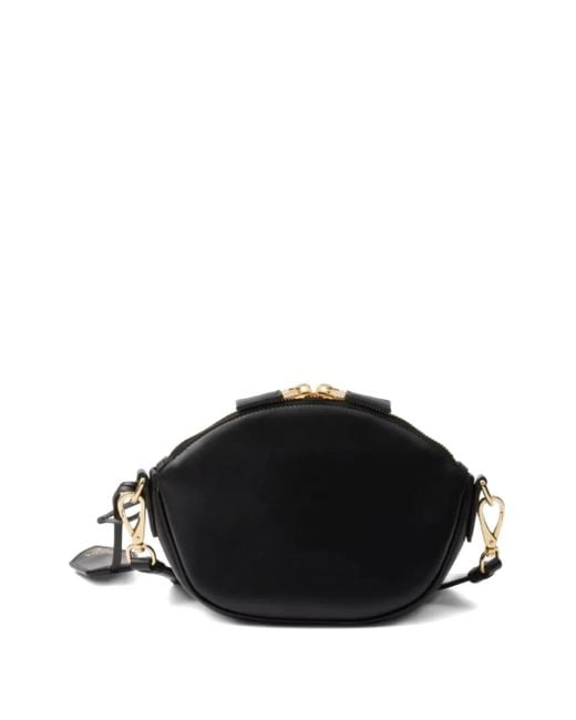 Prada Black Triangle-Logo Zip-Top Shoulder Bag