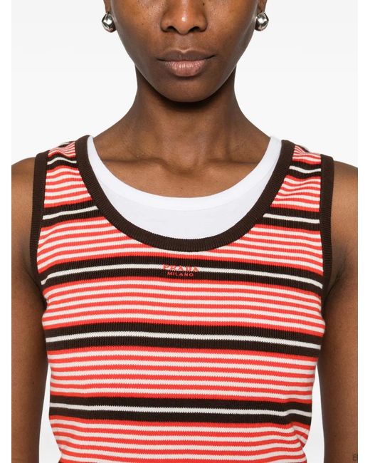 Prada Gestreepte Top in het Red