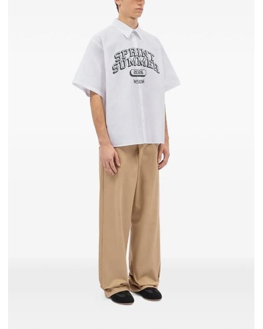 MSGM White Graphic Shirt for men