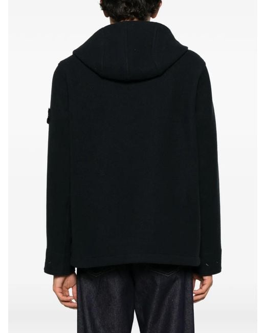 Stone Island Black Toggle-Fastening Hooded Jacket for men