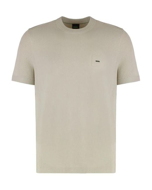 Boss White Round-Neck Logo T-Shirt for men