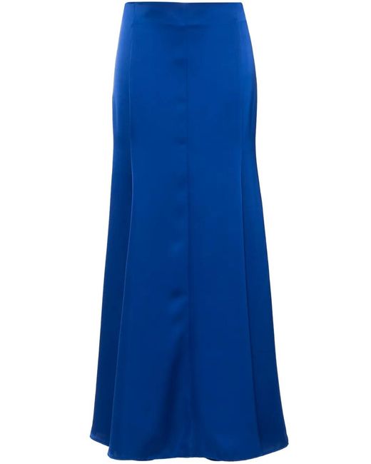 Philosophy Di Lorenzo Serafini Blue Satin Maxi Flared Skirt
