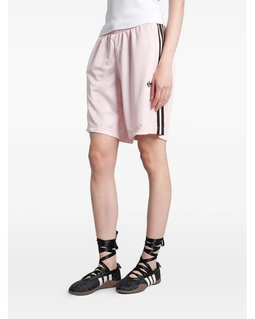 Adidas Pink Stripe-Detail Trefoil Shorts