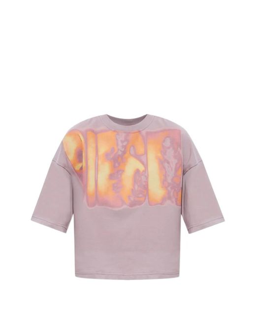 DIESEL Pink T-Cropyn-Aa1 Logo-Print Cropped T-Shirt