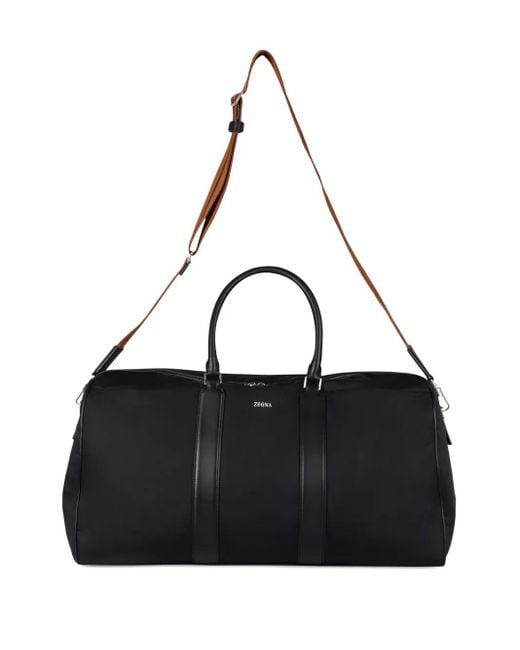 メンズ Zegna レザートリム ボストンバッグ Black