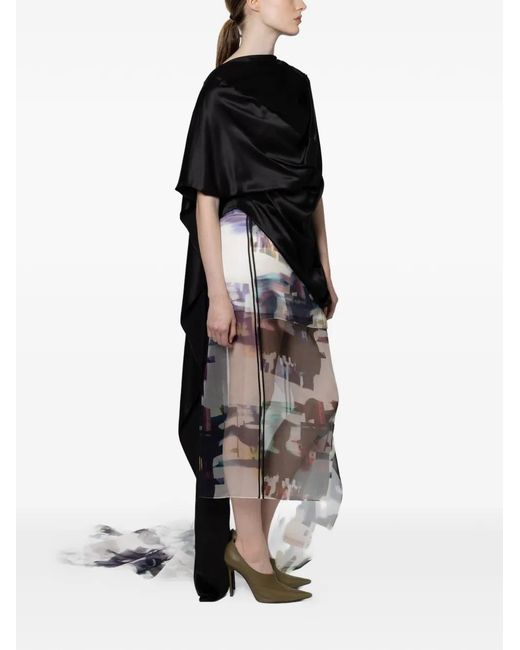 Roksanda Black Vesper Draped Asymmetric Broken Blouse