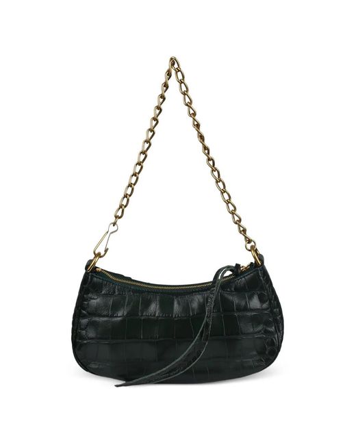 Balenciaga Black Crocodile-Embossed Cagole Leather Shoulder Bag