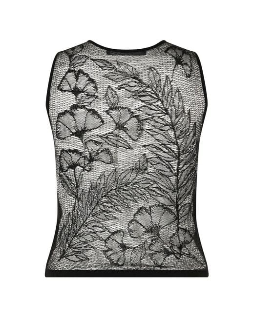 Alberta Ferretti Black V-Neck Top