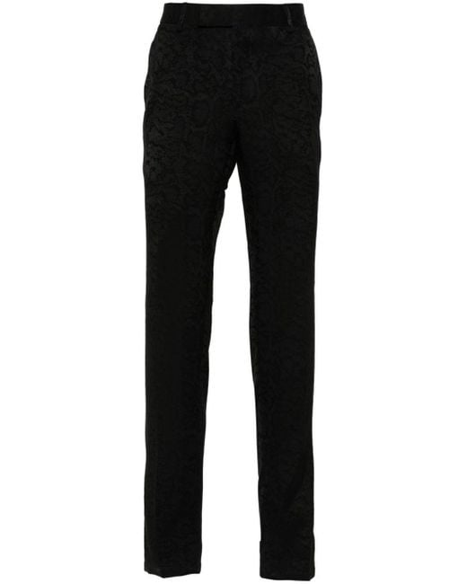 Karl Lagerfeld Black Snakeskin-pattern Slim-cut Tailored Trousers for men