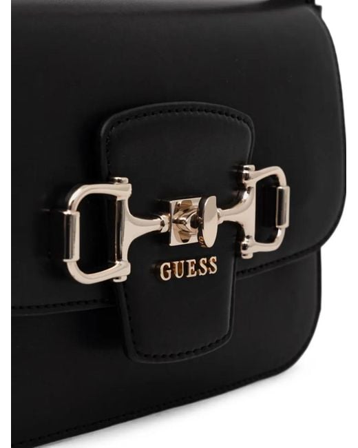 Guess Black Horsebit-Detail Crossbody Bag