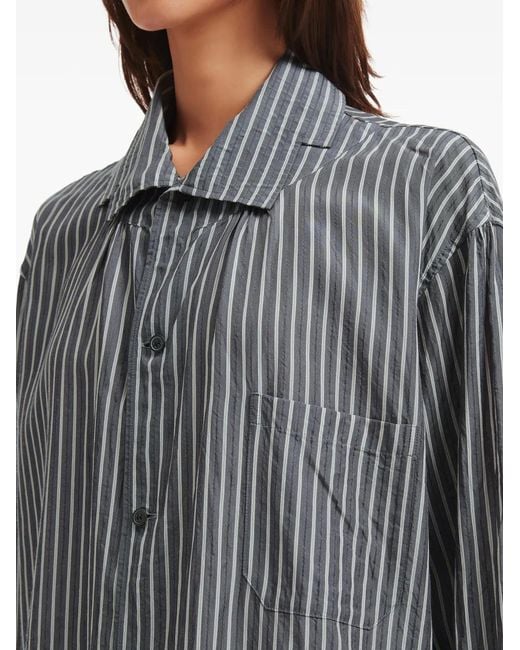 Y's Yohji Yamamoto Gray Striped Chest-Pocket Shirt