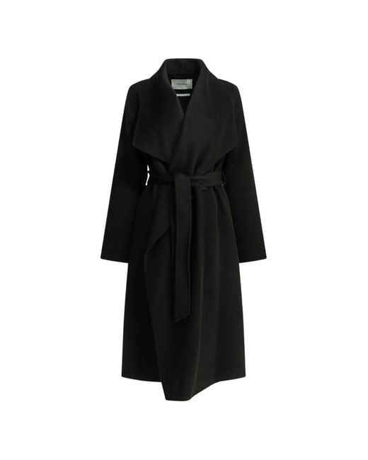 IVY & OAK Black Belted Shawl-Collar Coat