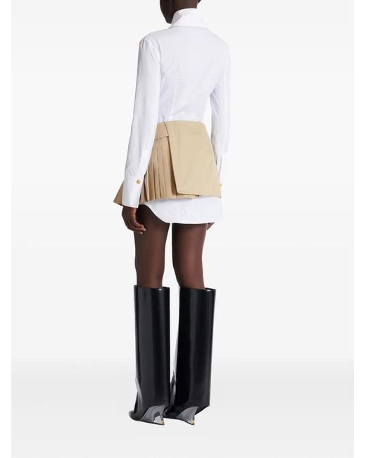 Balmain Natural Belt Pleated Mini Skirt