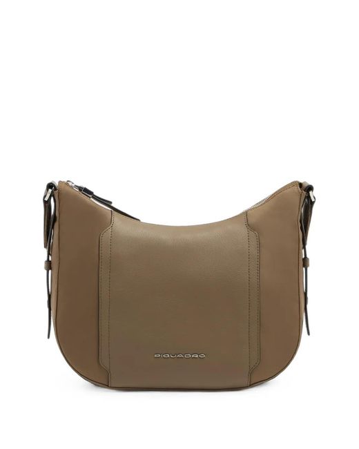 Piquadro Brown Logo Detail Shoulder Bag