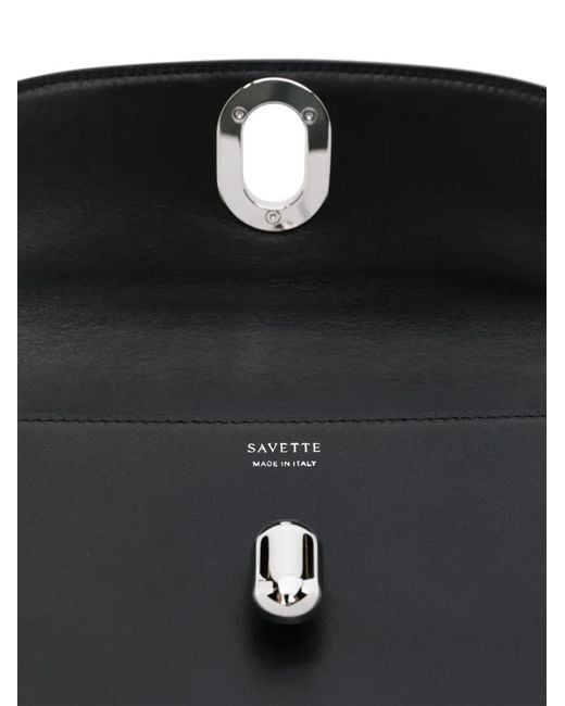 SAVETTE Black Tondo Crescent Leather Crossbody Bag