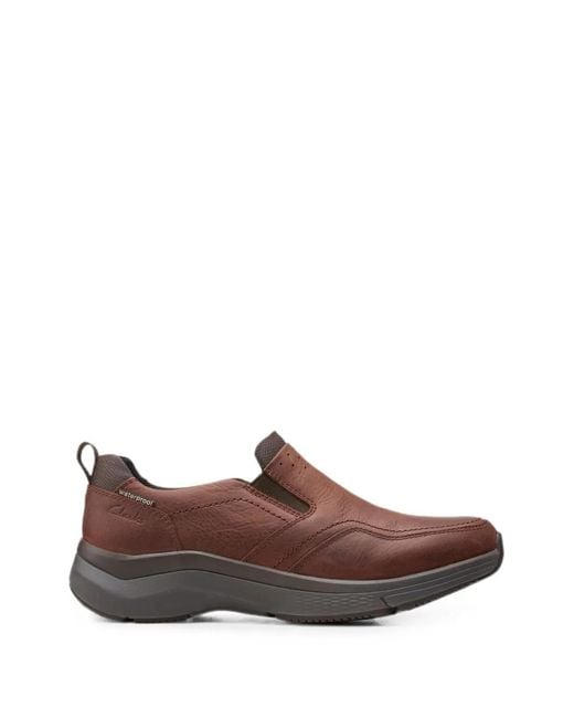 Clarks Brown Wave 2.0 Edge Leather Sneakers for men