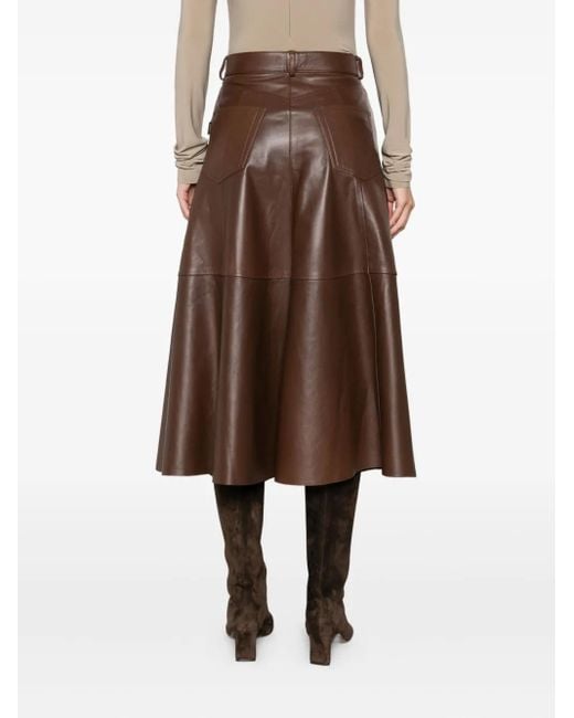 Haikure Serenity Leren Midi-Rok in het Brown