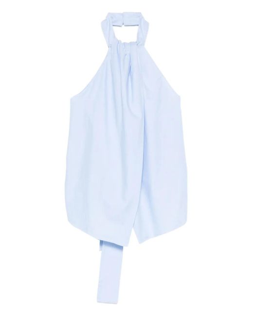 St. Agni White Oxford Halter Tie-Back Top