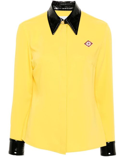 Casablancabrand Yellow Contrasting-detail Logo-patch Shirt