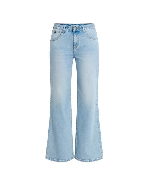Le Temps Des Cerises Blue Lauryn Wide-Leg Jeans