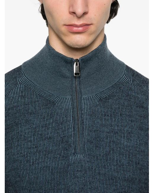 Jersey con cremallera en el cuello Brioni de hombre de color Blue
