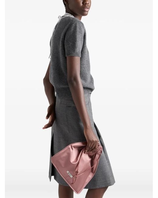 Prada Gray Rush Stitch Pleated Skirt